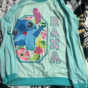 Disney Women's Pajama Top - Aqua and Pink Stitch Design